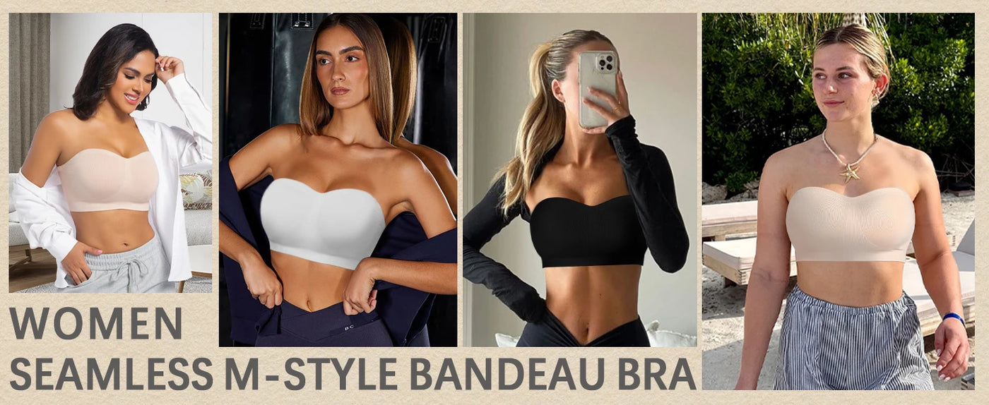 Strapless Invisible M-shaped Bra Solid For Women Summer New Non-slip Sexy Push-up Comfortable Underwear For Dress Brasieres