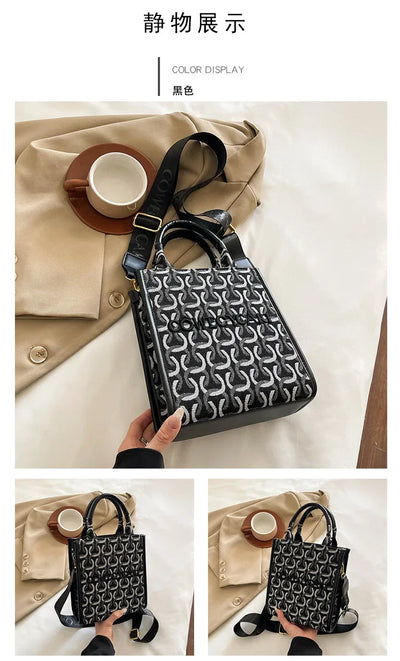2025 Designer Sheet Music Bag for Women - Colorblock Crossbody Purse, Chic Shoulder & Handheld Tote with Adjustable Strap