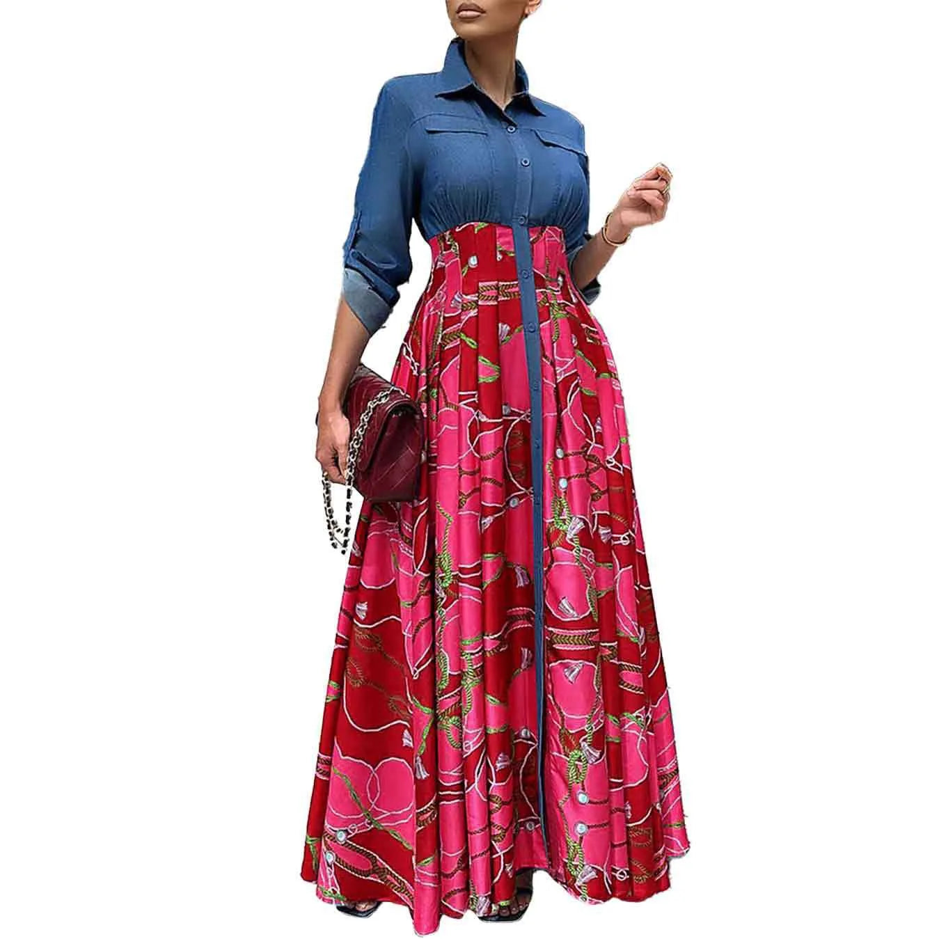Elegant Dresses for Women Turn Down Collar Single Breasted High Waisted Floor Length Luxury Birthday Party Dinner Vestidos Mujer