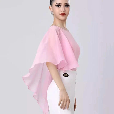 Pink Latin Dance Tops Women Ballroom Blouse