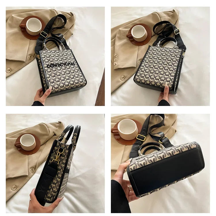 2025 Designer Sheet Music Bag for Women - Colorblock Crossbody Purse, Chic Shoulder & Handheld Tote with Adjustable Strap