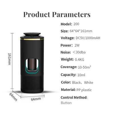 Car Aroma Diffuser Covers 50m³ Essential Oil Diffuser Low Noise Air Freshener Purifier Aroma for Home Appliance Small Places