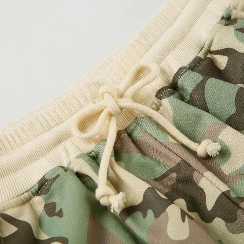 Camouflage Print Loose Casual 2 Piece Set Women Tracksuits Full Sleeve Zipper Hooded Sweatshirts Top + Wide Leg Pants Suits