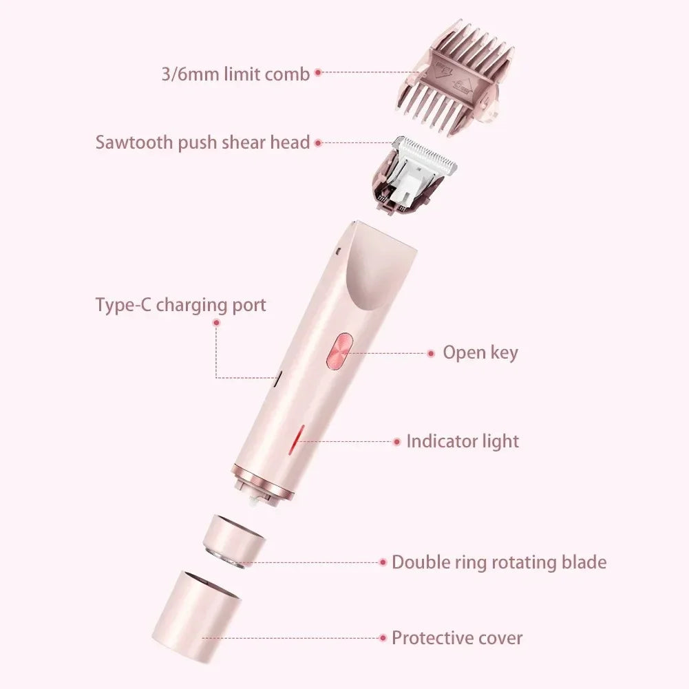 1pc epilator Bikini Trimmer For Women Double Head Electric Shaver Rechargeable 2-In-1 Body Facial Hair Removal For Underarm Legs