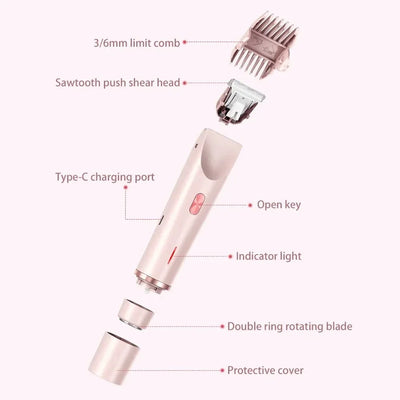 1pc epilator Bikini Trimmer For Women Double Head Electric Shaver Rechargeable 2-In-1 Body Facial Hair Removal For Underarm Legs