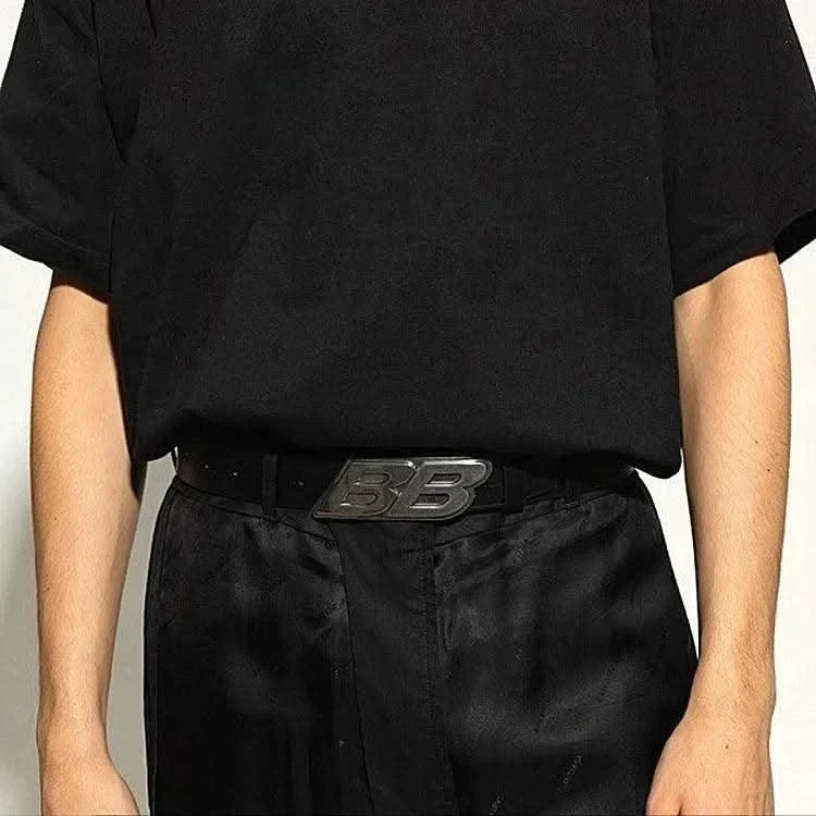 Men's Belt Wide Letter Casual Temperament Belt |Retro European and American Fashion Belt