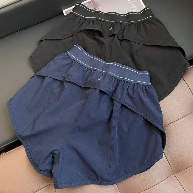 Sports High-Waisted Shorts Women's Black Biker Shorts Summer Loose Casual Quick Drying Breathable Running Wide Leg Shorts