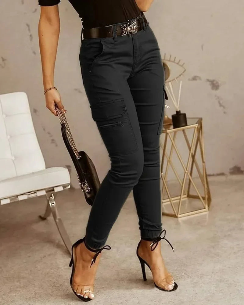 Fashion New Slim Fit Pencil Pants Women Streetwear Solid Casual Trousers Women Joggers Pockets Cargo Pants Female Pantalon 26211