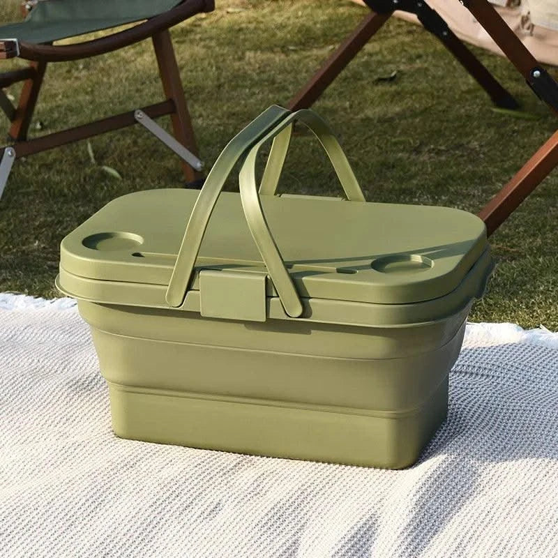 garden  Multi functional hand-held basket storage box for picnic, outdoor camping, picnic basket set, folding water bucket