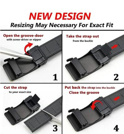 Men Belts Leather Automatic Alloy Buckle Belts