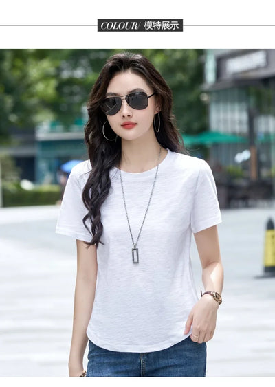 Oversized Summer T shirts for Women Casual Female Korean Streetwear Tees Unisex Basic Solid Young Cool Tops