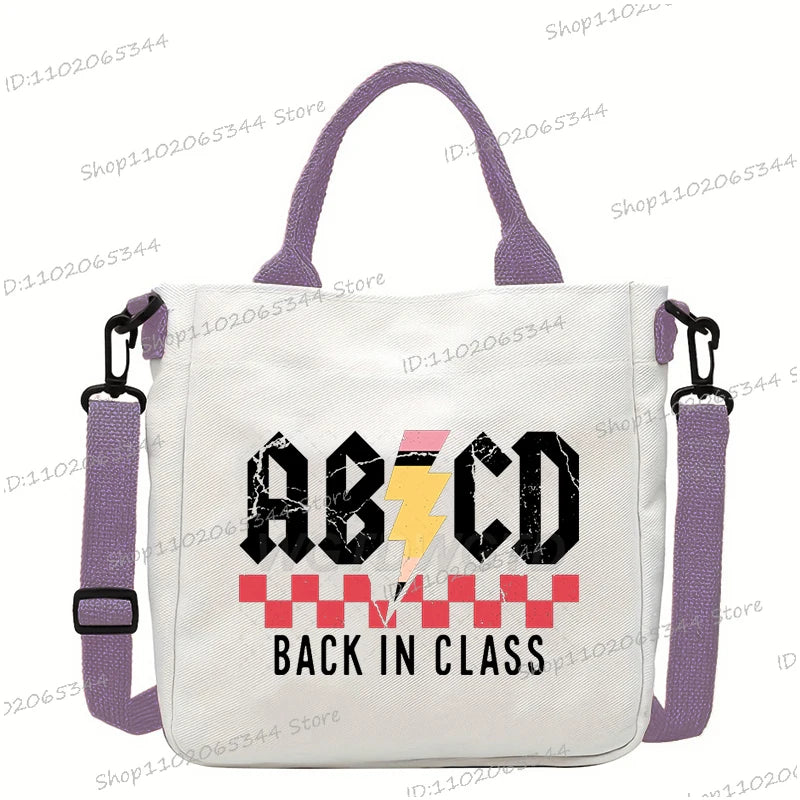 New Designer School Handbag Funny Back To School Print Crossbody Bag for Girls Boys Fashion Teacher Gifts Canvas Shoulder Bags
