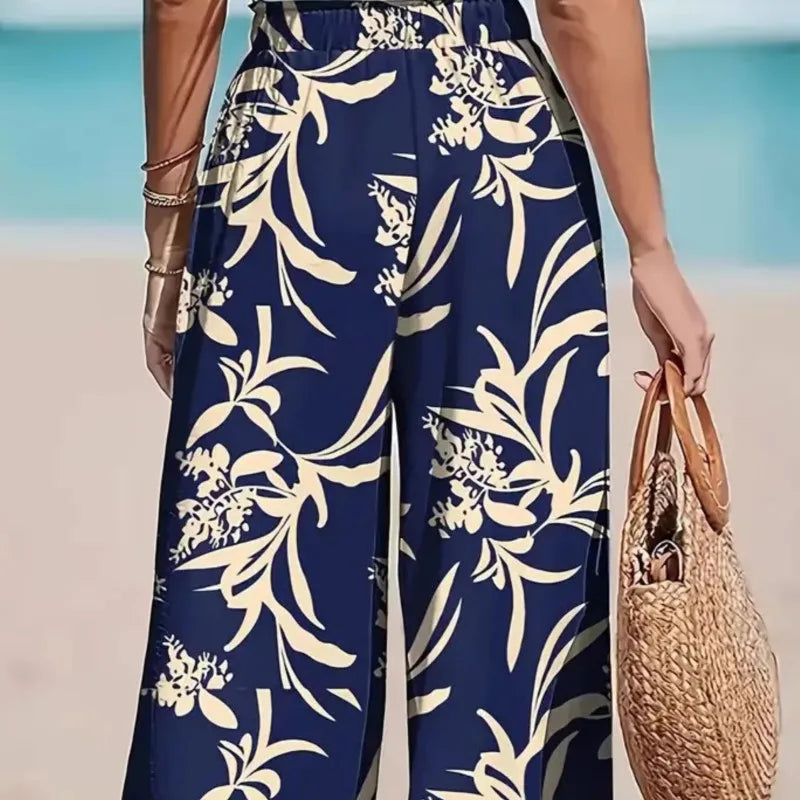 2025 Women's Wide Legs Fashion Comfortable Loose Vacation Style Wide Leg Printed Trousers Bohemian Casual Women's Pants