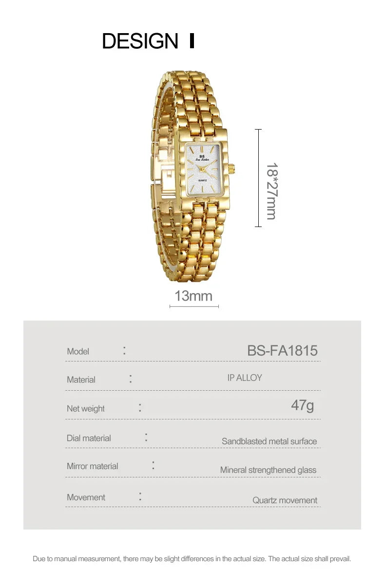 Luxury Ladies' Watch Retro Elegant Gold Silver Small Square Watch High Quality Watchchain Gift Watches For Women