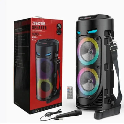Bluetooth Wireless Speaker Stereo Speaker Support USB/TF/AUX/FM/BT/MIC Loud Boombox Speaker with Bass Lights for Outdoor Party