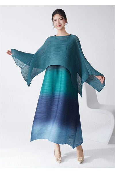 Womens Dresses Evening Dresses Ladies' Lssey Miyake Dress's High Sense Wear 2025 New Gradient Sleeveless Loose Long Dress Tide