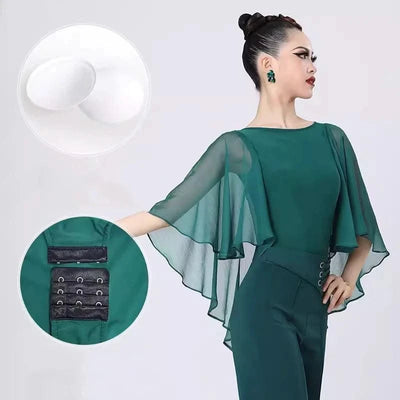 Pink Latin Dance Tops Women Ballroom Blouse