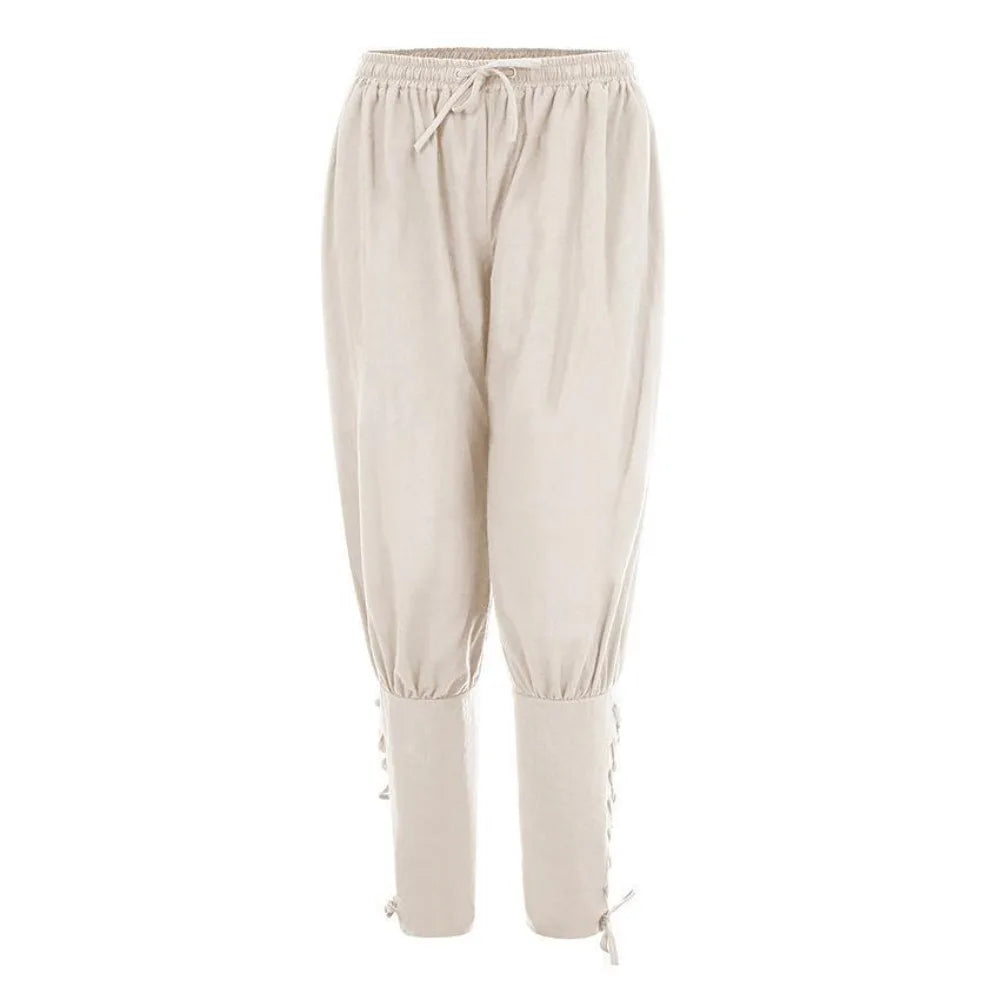Men's Casual Trousers New Summer Drawstring Trousers Medieval Pirate Trousers Cotton and Linen Streetwear Pants