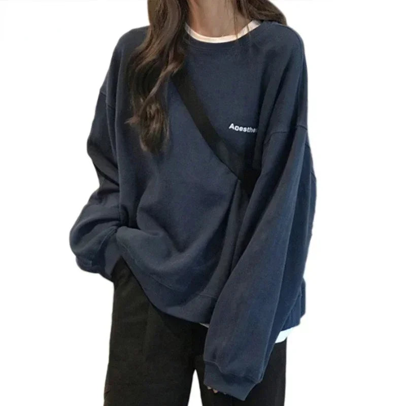 Women Sweatshirts Letter T-shirt Summer Korean Fashion Thin Chic Hoodie Shirt Long Sleeve Top Women's Loose Pullover Y2k Clothes