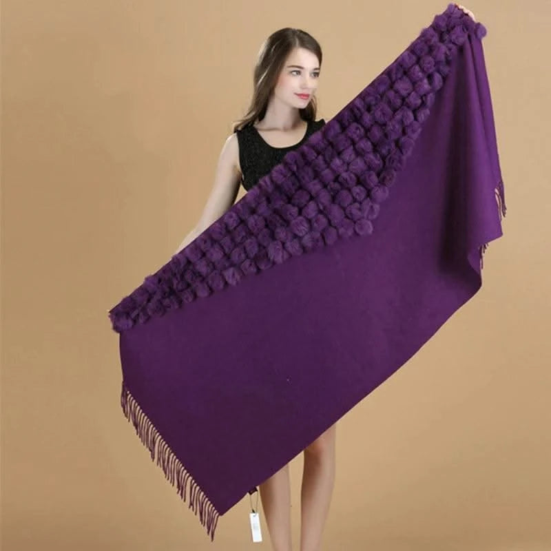 Winter Thick  Genuine Rabbit Fur Scarf for Women