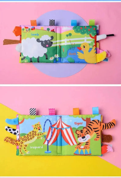 Montessori Education Baby Toys Busy Book Cartoon Animals Tail Interactive Parent-Child Fun Baby Cloth Book Baby Toys 0 6 Months
