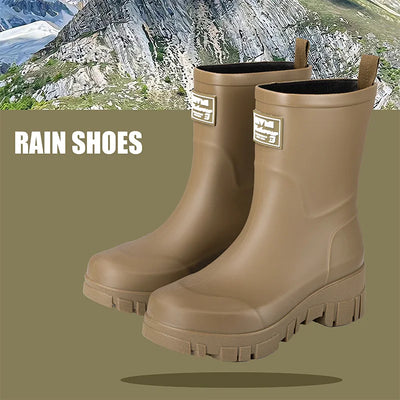 Women Waterproof Boots New Style Elastic Mouth Ankle Boots Mid Top Rain Shoes Non Slip Outdoor Indoor Chelsea Water Boot Woman
