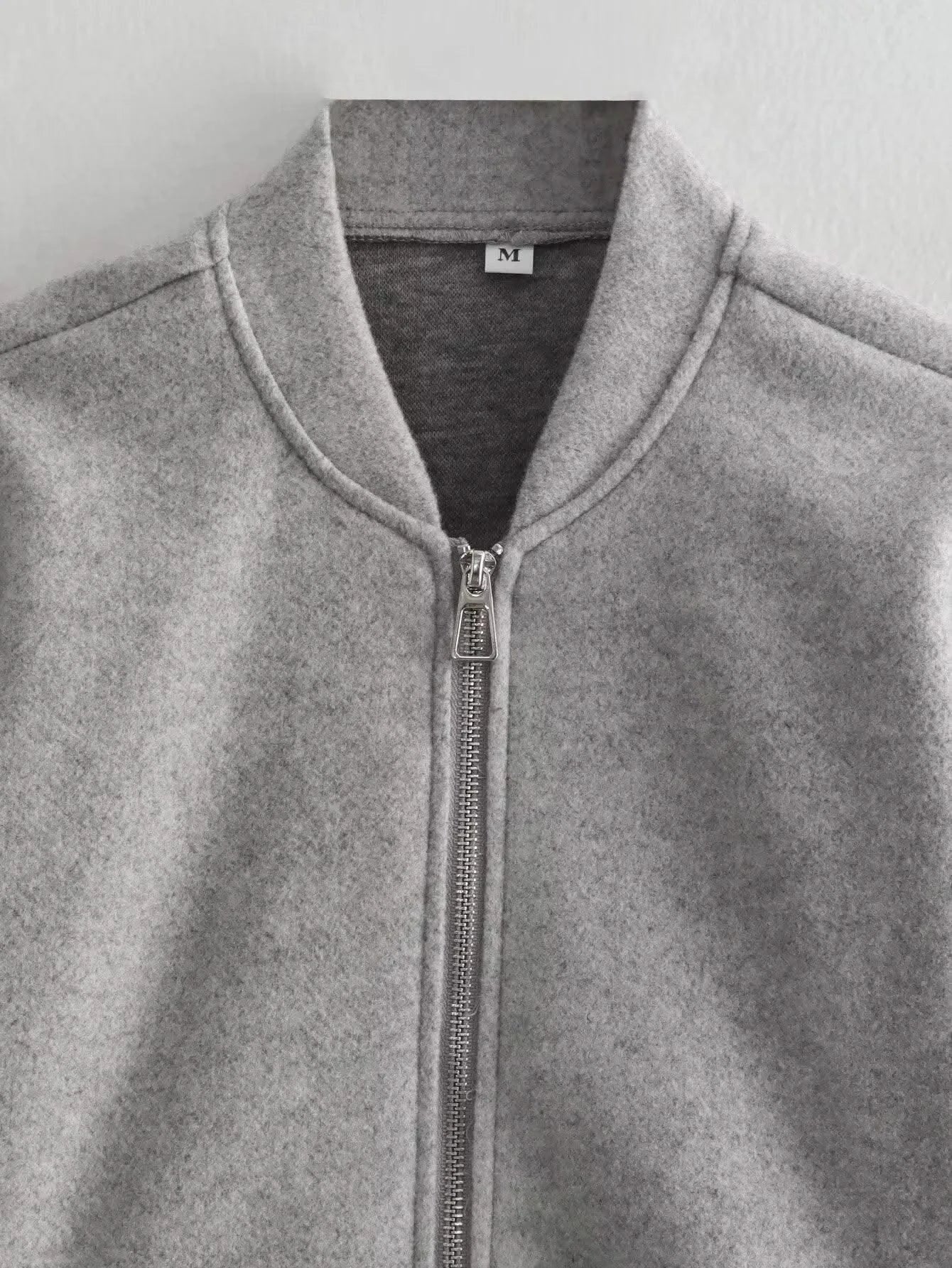 Women's Soft Bomber Jacket High Collar Long Sleeve Zipper Front Pocket