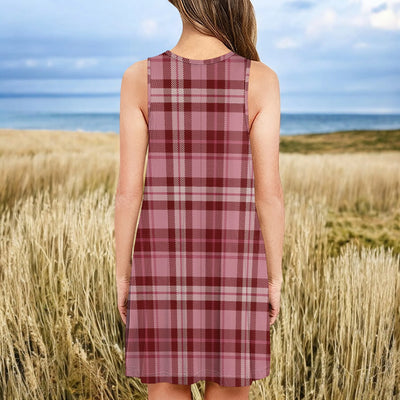 Women's Sleeveless Plaid Lounge Dress Soft A-Line Homewear for Autumn
