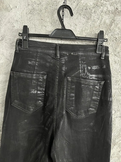 Owen Seak Men Oil wax Denim Jeans Classic Gothic Men's Coated Casual High Street Straight Hip Hop Women Solid Jeans Loose Pants