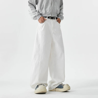 Boyfriend Jeans Men High Street Hip Hop Loose Causal Wide Leg Baggy Jeans Trousers Cityboy Blue White Denim Harem Jeans Pant