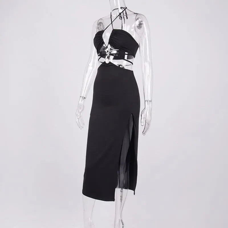 Y2k Summer midriff Baring Elegant Sexy Long Sleeve Ruched Bodycon Dress Women Maxi Dresses Skinny Stretchy Party Vestidos