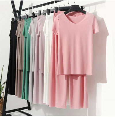 Female Home Clothes 2 Pieces Set Lady Home Suit Summer Women Lounge Wear Autumn Loose Homewear Suit for Women Pajamas Pants Set