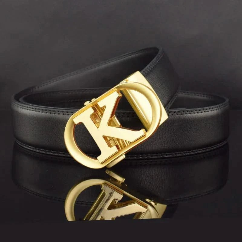Men Fashion K Letter High quality Genuine Leather  Designer Belts | Male Waist Strap