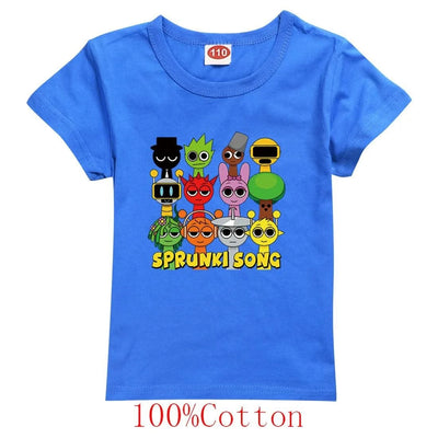 Camisas Sprunki Incredibox Figuras Kids Game Sprunky Tshirt Boys Short Sleeve Tops Girls Cartoon Clothes Children Summer Clothes