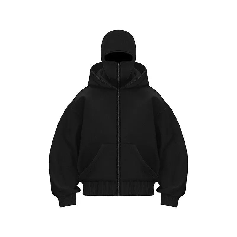"2025 Men's Designer Clothing: Double-zipper hoodie, autumn and winter masked hip-hop Sweatshirt, Fitness and casual Hoodie.