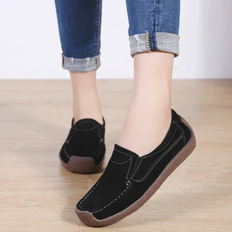 Women Slip on Loafers Shoes for Ballet Flats Ladies Spring Microfiber Retro Flats Shoes Female Spring Moccasins Casual Sneakers