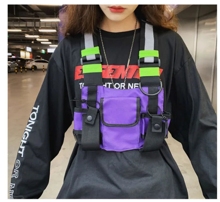 Multi-pocket Vest Bag for Men, Reflective Chest Bags, outdoor sport backpack сумка мужская bolso hombre bag for men mochilas 가방