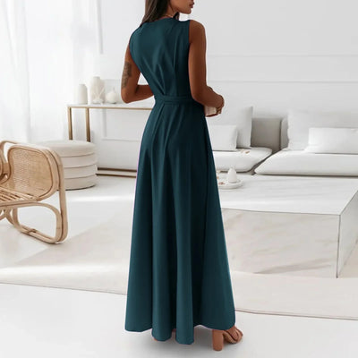 Women's Elegant Solid long dresses Casual Sleeveless High Waist Sexy Evening Formal dresses Fit And Flare Dresses For Women