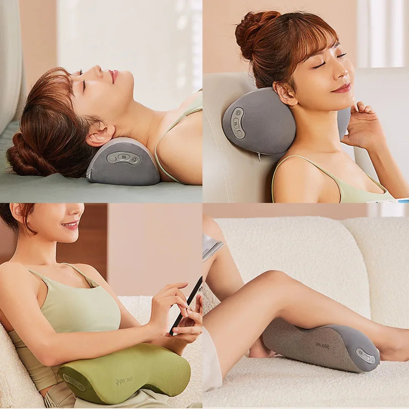 Multi Functional Smart Cervical Stretching Hot Compress Pillow for Neck Protection Kneading & Massage Pillow for Neck & Waist