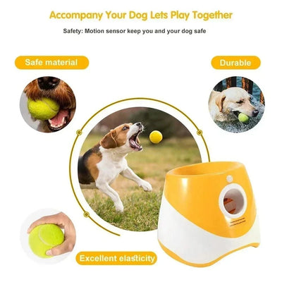 Automatic Dog Ball Launcher with 3 Distance Settings for Indoor & Outdoor Play, Keeps Pets Active & Healthy.