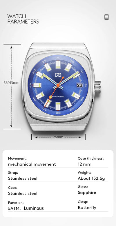High-End Men's Sports Watch Fashion Square Large Dial Trendy Wristwatch Men's Reloj