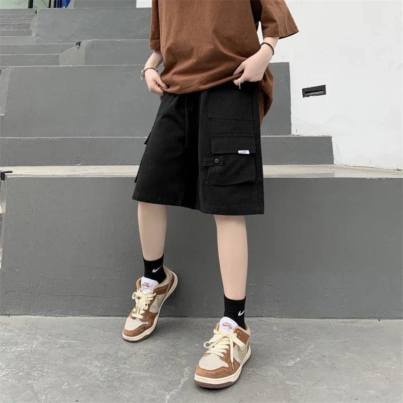 Women's Summer Cargo Shorts Elastic Waist Drawsting Comfy Cotton Loose Shorts