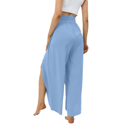 Women Wide Leg Pants High Waisted Yoga Hippie Casual Wear Boho Beach Palazzo Pants Women Jogging Trousers Korean Chiffon