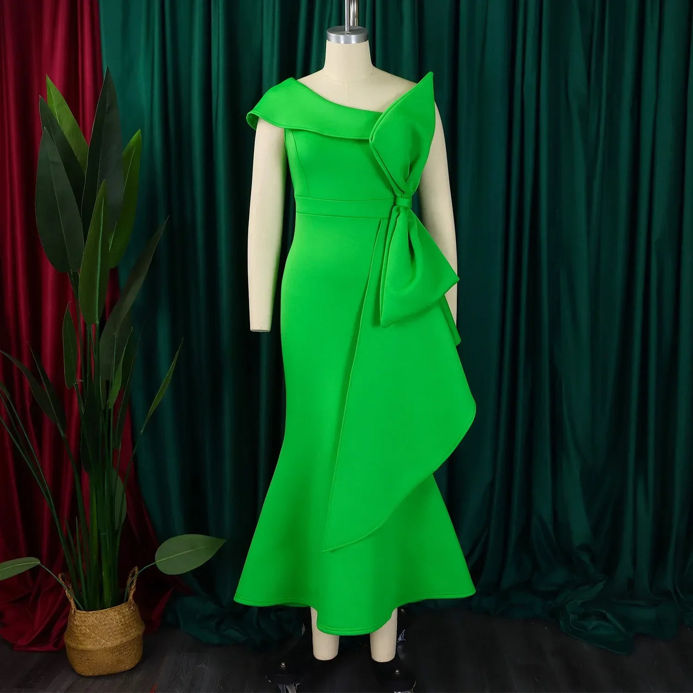 Elegant Dresses for Women 2024 New One Shoulder Ruffles Mermaid Floor Length Luxury Female Birthday Party Dinner Vestidos Mujer