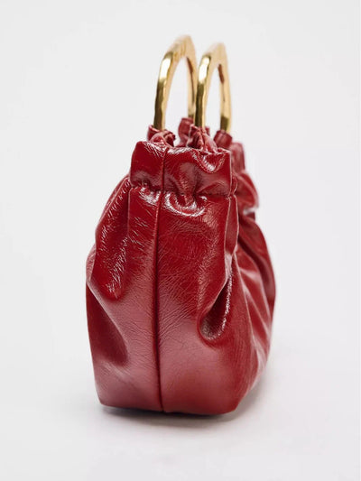 Fashion Ruched Women Handbags Designer Metal Handle Hand bag Luxury Oil Wax Pu Leather Shoulder Crossbody Bags Small Tote Purses
