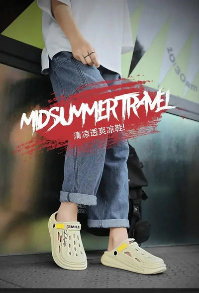 2025 New Men's Clogs Slippers Sandal Men Garden Shoes Flat Sandals Male Sneakers Outdoor Home Clogs Slides Men Summer Shoes - Elanique