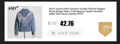 ANJY Autumn New Women Chic Two-Piece Set Studded Diamonds Streetwear Denim Shirt Drawstring Straight Elegant Casual Pants  A9654
