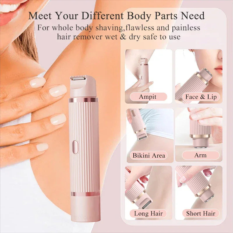 Electric Razors for Women Waterproof  Bikini Trimmer Face Shaver for Underarms Legs Ladies Body Trimmer Hair Removal Pink Purple