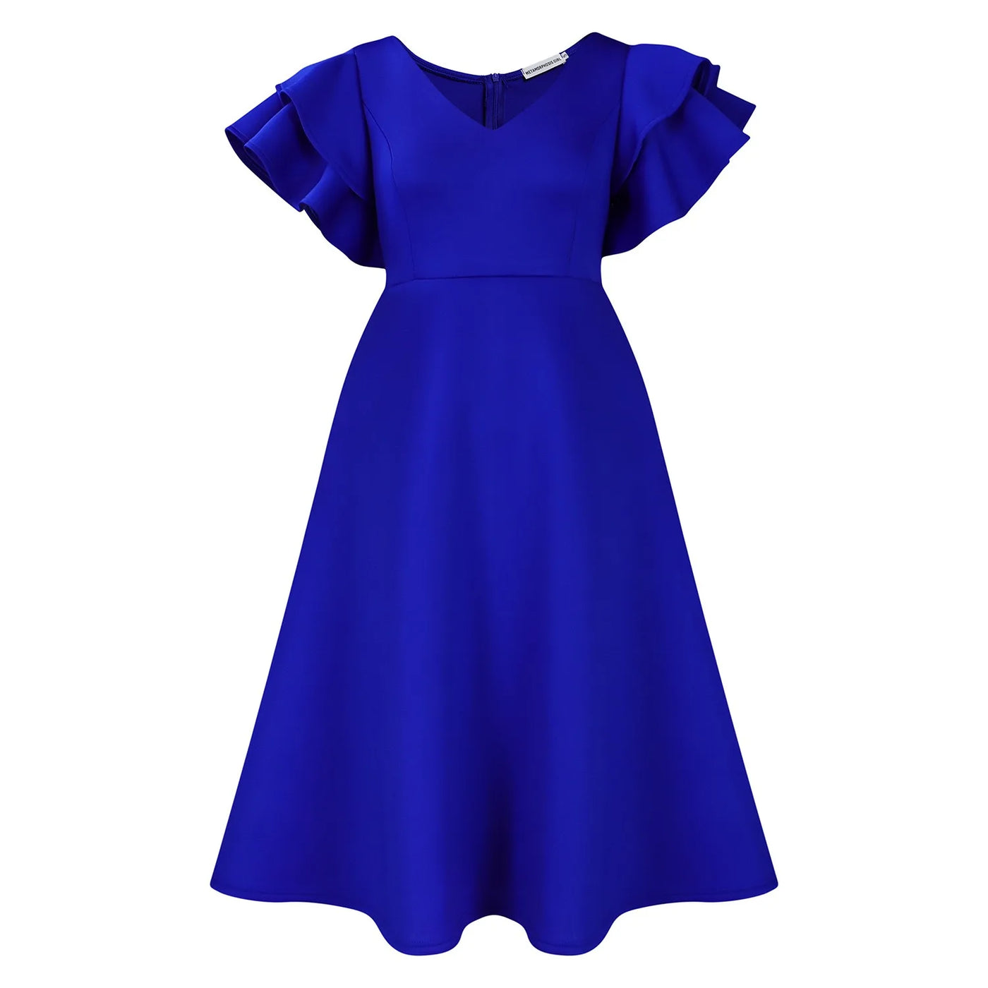 Elegant Party Dresses for Women V Neck Ruffles Sleeve High Waisted A Line Mid Calf Luxury Birthday Dinner Vestidos Mujer Dress
