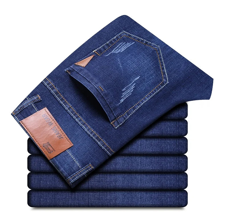 Men's Jeans Straight Leg Loose Elastic Business Casual Daily Versatile Men's Denim Pants 2025 New Outer Wear Men's Jeans Can Be Worn in All Seasons